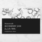 Eenvoudig Zwart & Wit Blueberry Jam Label Voedselcontainer Etiket (Enkel label)