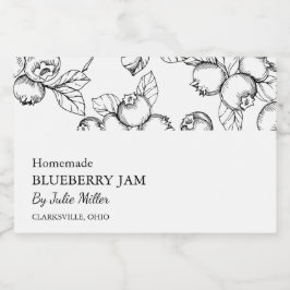 Eenvoudig Zwart & Wit Blueberry Jam Label Voedselcontainer Etiket