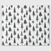 Eenvoudig zwart-wit boompatroon cadeaupapier (Vlak)