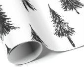 Eenvoudig zwart-wit boompatroon cadeaupapier (Rol Hoek)