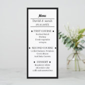 Eenvoudig zwart-wit bruiloft diner menu (Staand voorkant)