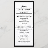 Eenvoudig zwart-wit bruiloft diner menu (Voorkant)