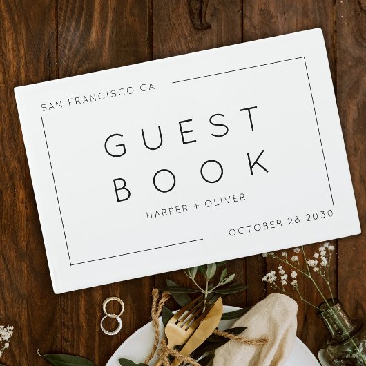 Eenvoudig zwart-wit bruiloft gastenboek