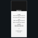 Eenvoudig zwart-wit bruiloft menu<br><div class="desc">Eenvoudig zwart-wit huwelijksmenu Kan volledig worden aangepast aan uw behoeften. © Gorjo Design via Zazzle. // Op zoek naar overeenkomende objecten? Andere briefpapier van de set hier beschikbaar: https://www.zazzle.com/collections/black_and_white_striped_wedding-119550615860932414 // Hulp nodig bij het aanpassen van uw ontwerp? Heb je andere ideeën? Neem gerust contact met me op: zoe@gorjodesigns.com</div>