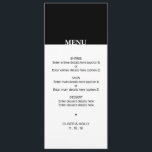 Eenvoudig zwart-wit bruiloft menu<br><div class="desc">Eenvoudig zwart-wit huwelijksmenu Kan volledig worden aangepast aan uw behoeften. © Gorjo Design via Zazzle. // Op zoek naar overeenkomende objecten? Andere briefpapier van de set hier beschikbaar: https://www.zazzle.com/collections/black_and_white_striped_wedding-119550615860932414 // Hulp nodig bij het aanpassen van uw ontwerp? Heb je andere ideeën? Neem gerust contact met me op: zoe@gorjodesigns.com</div>