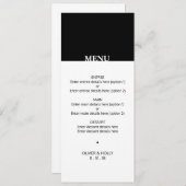 Eenvoudig zwart-wit bruiloft menu (Voorkant / Achterkant)