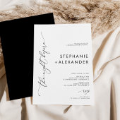 Eenvoudig zwart-wit bruiloft repetitie diner kaart