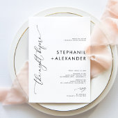 Eenvoudig zwart-wit bruiloft repetitie diner kaart