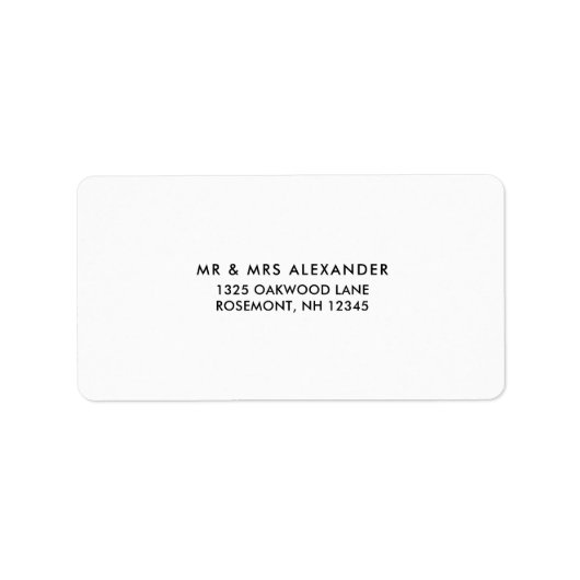 Eenvoudig zwart-wit bruiloft retour label (Voorkant)