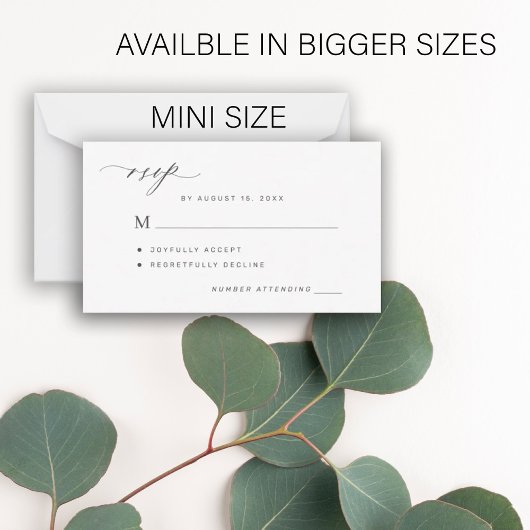 Eenvoudig zwart-wit bruiloft RSVP Notitiekaartje