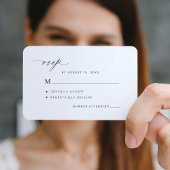 Eenvoudig zwart-wit bruiloft RSVP Notitiekaartje