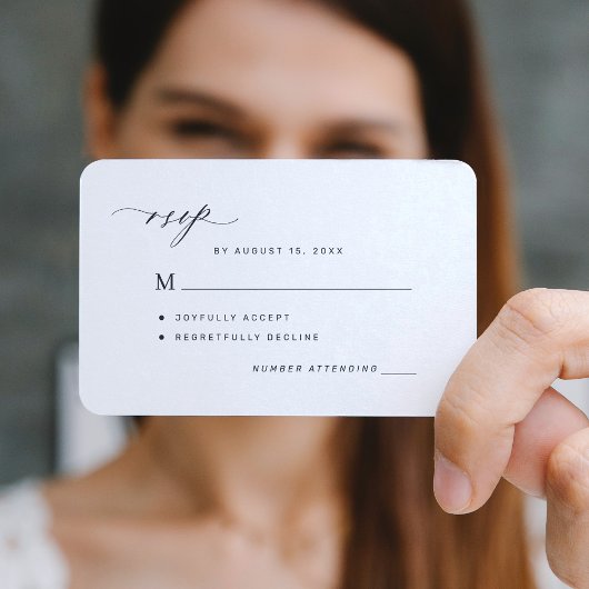 Eenvoudig zwart-wit bruiloft RSVP Notitiekaartje