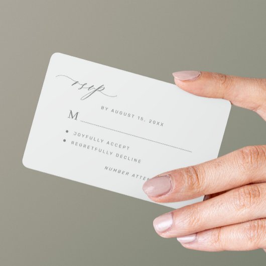 Eenvoudig zwart-wit bruiloft RSVP Notitiekaartje