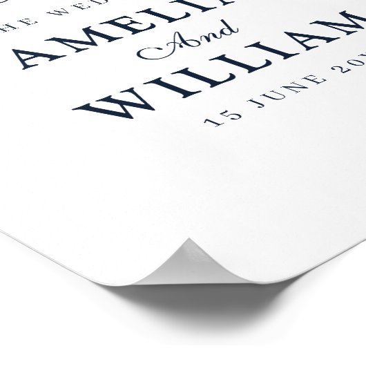 Eenvoudig zwart-wit bruiloft welkom teken poster (Hoek)