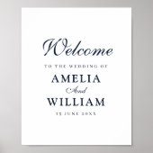 Eenvoudig zwart-wit bruiloft welkom teken poster (Voorkant)