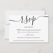 Eenvoudig zwart wit bruisend rsvp monogram kaartje (Voorkant)
