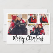 Eenvoudig zwart wit buffel Plaid 4 fotocollage Feestdagenkaart (Voorkant)