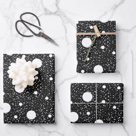 Eenvoudig zwart-wit cadeau inpakpapier vel (Voorkant)