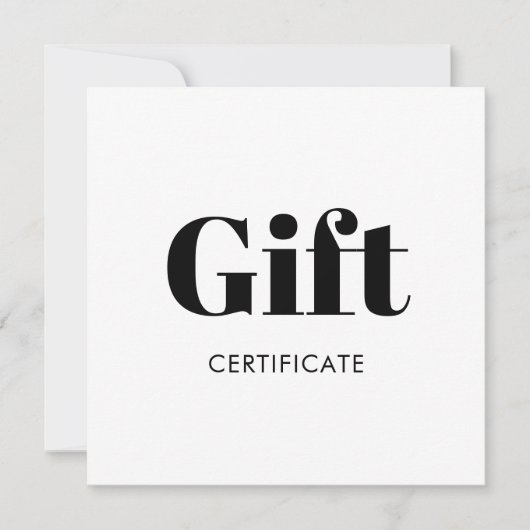 Eenvoudig zwart wit cadeaubon certificaat (Voorkant)