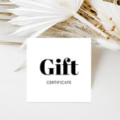 Eenvoudig zwart wit cadeaubon certificaat
