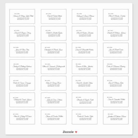 Eenvoudig zwart-wit calligrafie-gastlabel sticker (Vel)