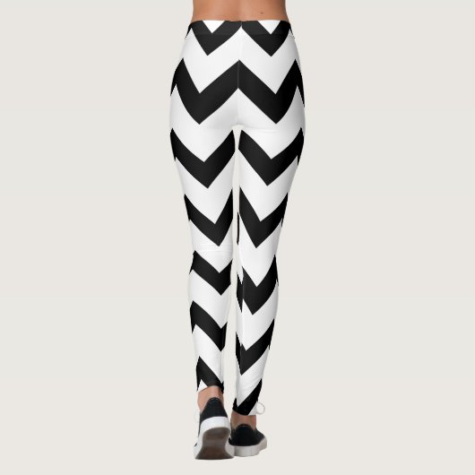Eenvoudig zwart-wit Chevron-patroon Leggings (Achterkant)