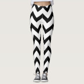 Eenvoudig zwart-wit Chevron-patroon Leggings (Voorkant)