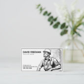 Eenvoudig zwart-wit-constructiewerker visitekaartje (Staand voorkant)