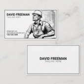 Eenvoudig zwart-wit-constructiewerker visitekaartje (Voorkant / Achterkant)