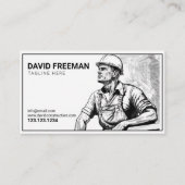 Eenvoudig zwart-wit-constructiewerker visitekaartje (Voorkant)