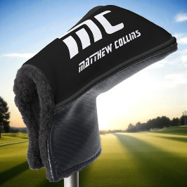 Eenvoudig zwart-wit cool gepersonaliseerd monogram golfheadcover