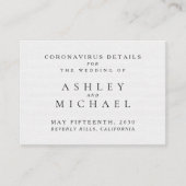 Eenvoudig zwart-wit Coronavirus - Gegevens Informatiekaartje (Voorkant)