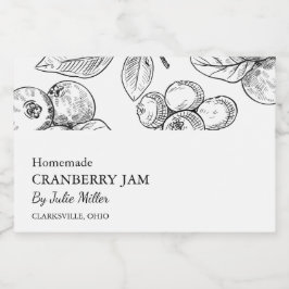 Eenvoudig zwart & wit cranberry jam label voedselcontainer etiket