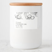Eenvoudig zwart & wit cranberry jam label voedselcontainer etiket (Voorkant)