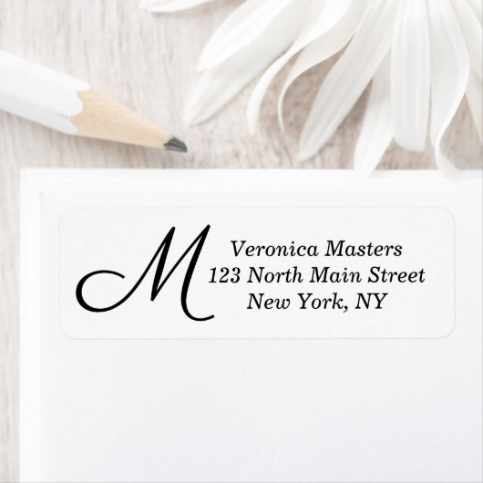 Eenvoudig zwart-wit cursief monogram etiket (Insitu)