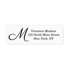 Eenvoudig zwart-wit cursief monogram etiket