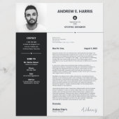 Eenvoudig zwart-wit CV, CV + Letter (Achterkant)