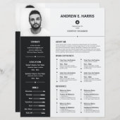 Eenvoudig zwart-wit CV, CV + Letter (Voorkant / Achterkant)