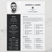 Eenvoudig zwart-wit CV, CV + Letter (Voorkant)