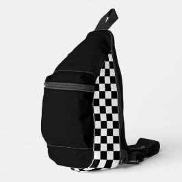 Eenvoudig zwart-wit dambordpatroon sling bag