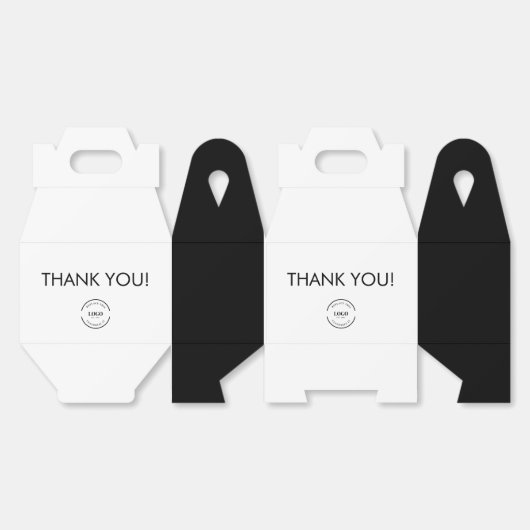 Eenvoudig Zwart Wit Dank u Aangepaste Logo Bedankdoosjes (Ongevouwen)
