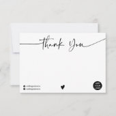 Eenvoudig zwart wit dank u de logo qr-code van het bedankkaart (Voorkant)