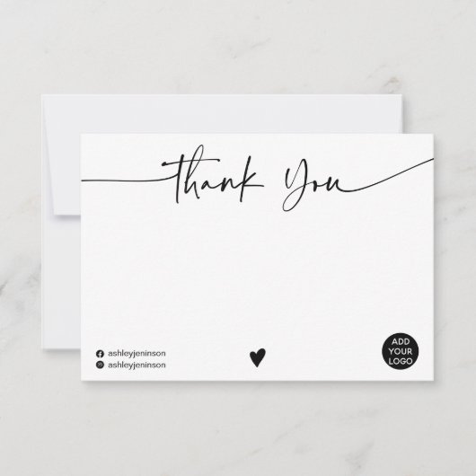 Eenvoudig zwart wit dank u de logo qr-code van het bedankkaart (Voorkant)