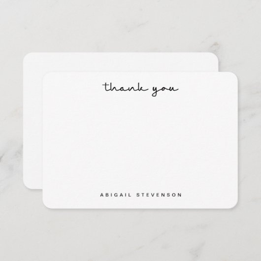 Eenvoudig zwart-wit Dank u de Nota van het Manuscr Bedankkaart (Voorkant / Achterkant)