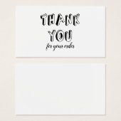 Eenvoudig zwart-wit dank u voor bestelling visitekaartje (Voorkant /achterkant)