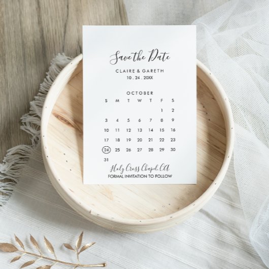 Eenvoudig Zwart-wit De datumkalender opslaan Save The Date