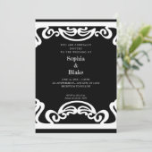 Eenvoudig zwart-wit deco-huwelijk kaart (Staand voorkant)