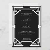 Eenvoudig zwart-wit  decohuwelijk kaart (Voorkant)