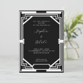 Eenvoudig zwart-wit decohuwelijk kaart (Staand voorkant)