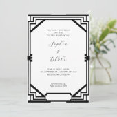 Eenvoudig zwart-wit  decohuwelijk kaart (Staand voorkant)